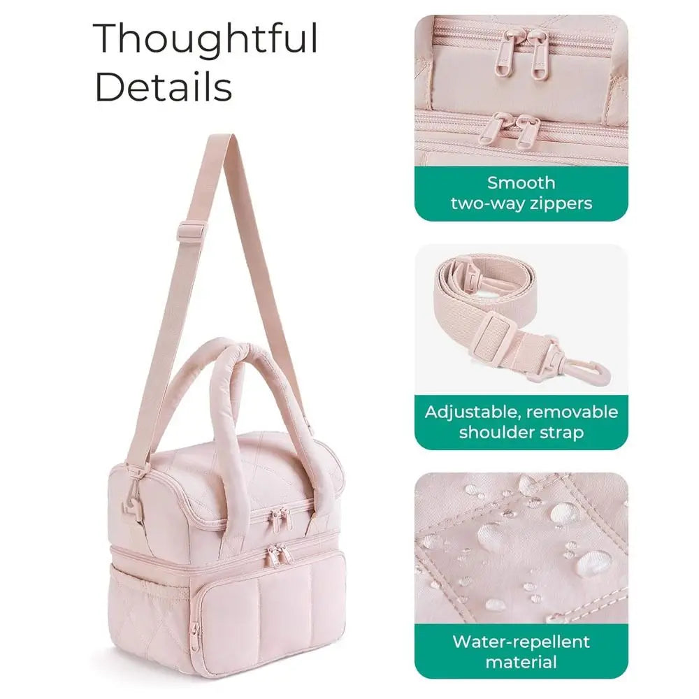 Insulated Double-Deck Lunch Tote with Leakproof Lining