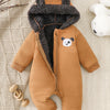 Cozy Fleece Baby Romper with Hood