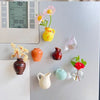 Mini Ceramic Vase Fridge Magnet with Artificial Flower Holder