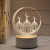 A white acrylic LED night light featuring three dome-shaped crescent moon lanterns on a circular base.