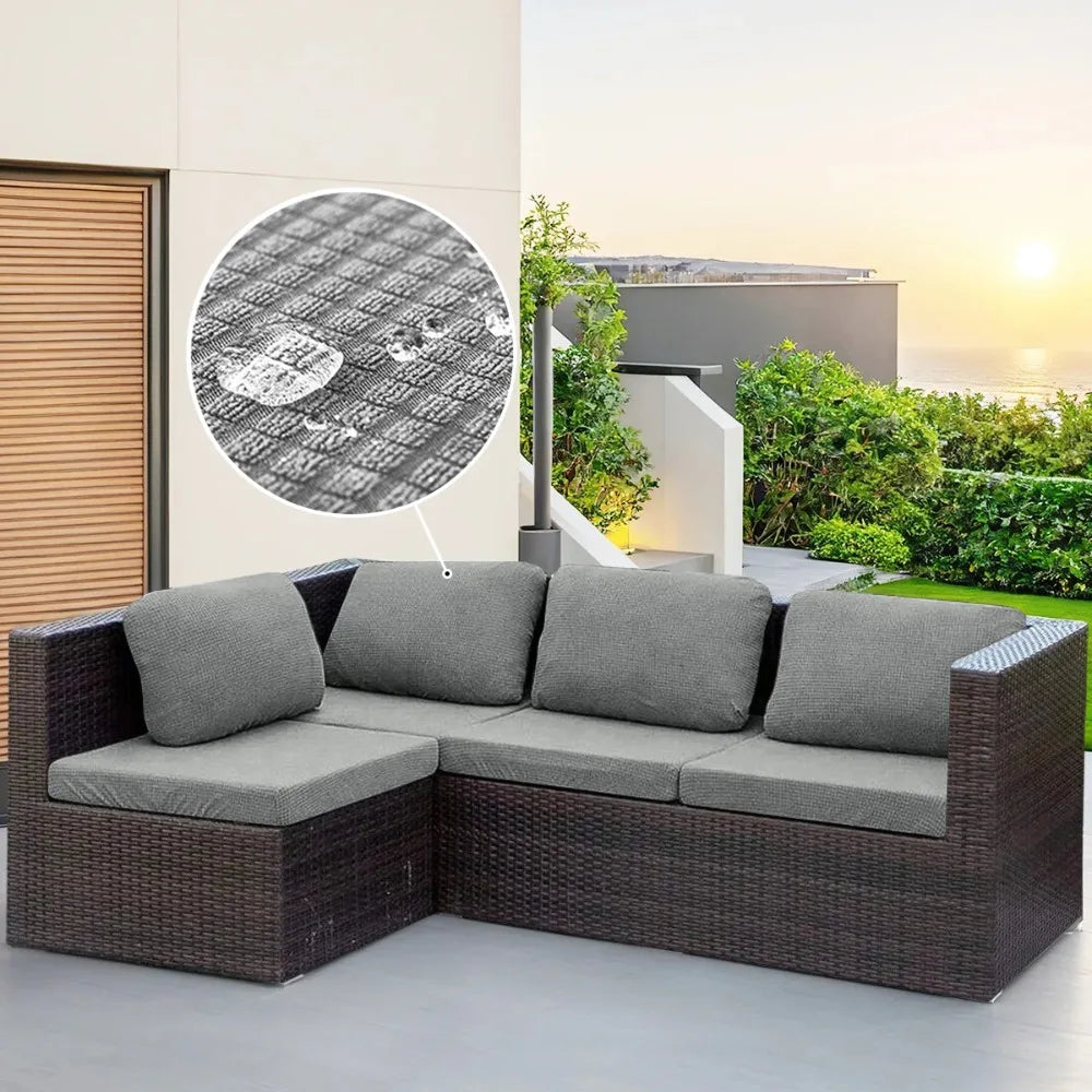 Waffle Jacquard Water-Resistant Sofa Slipcover with Elasticized Fit