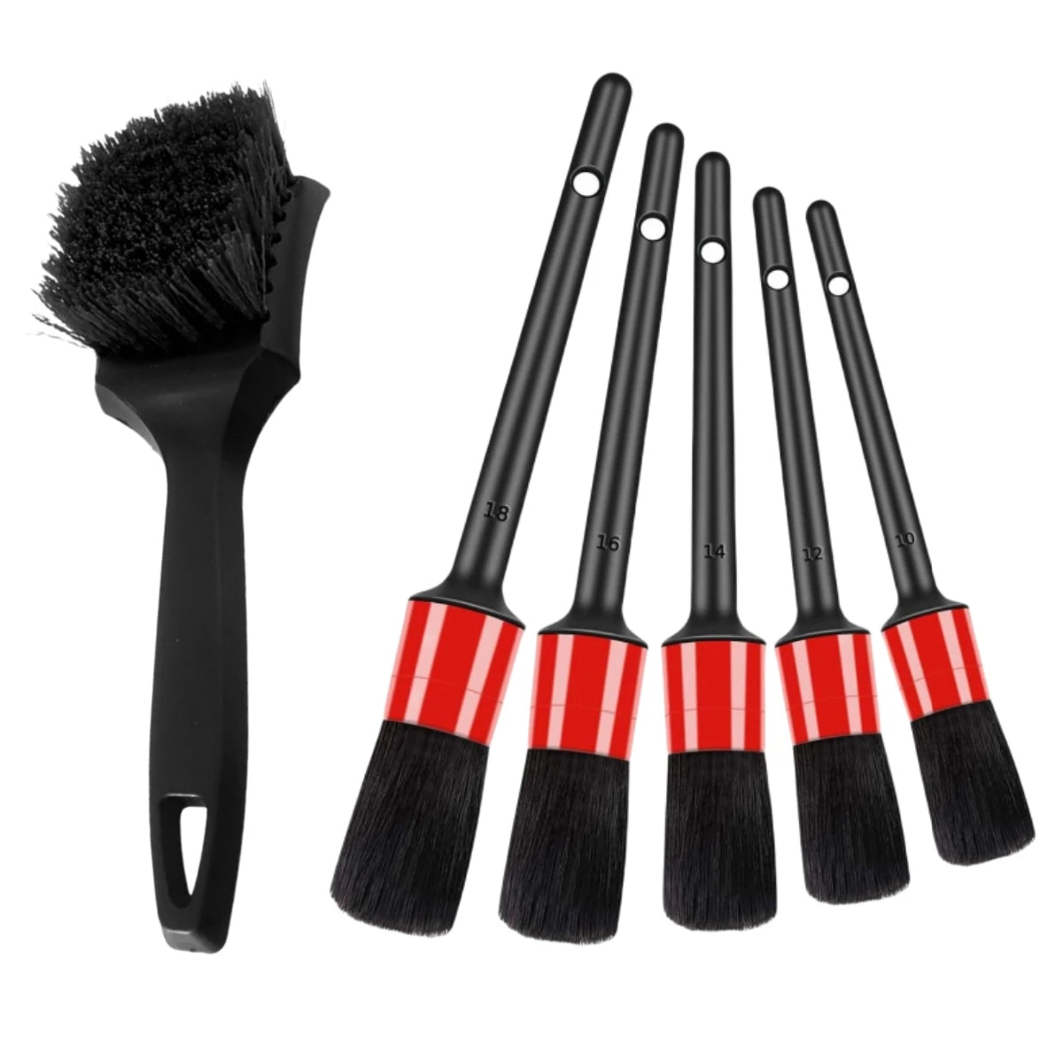 6-Piece Car Detailing Brush Set for Wheels, Dashboards & Vents