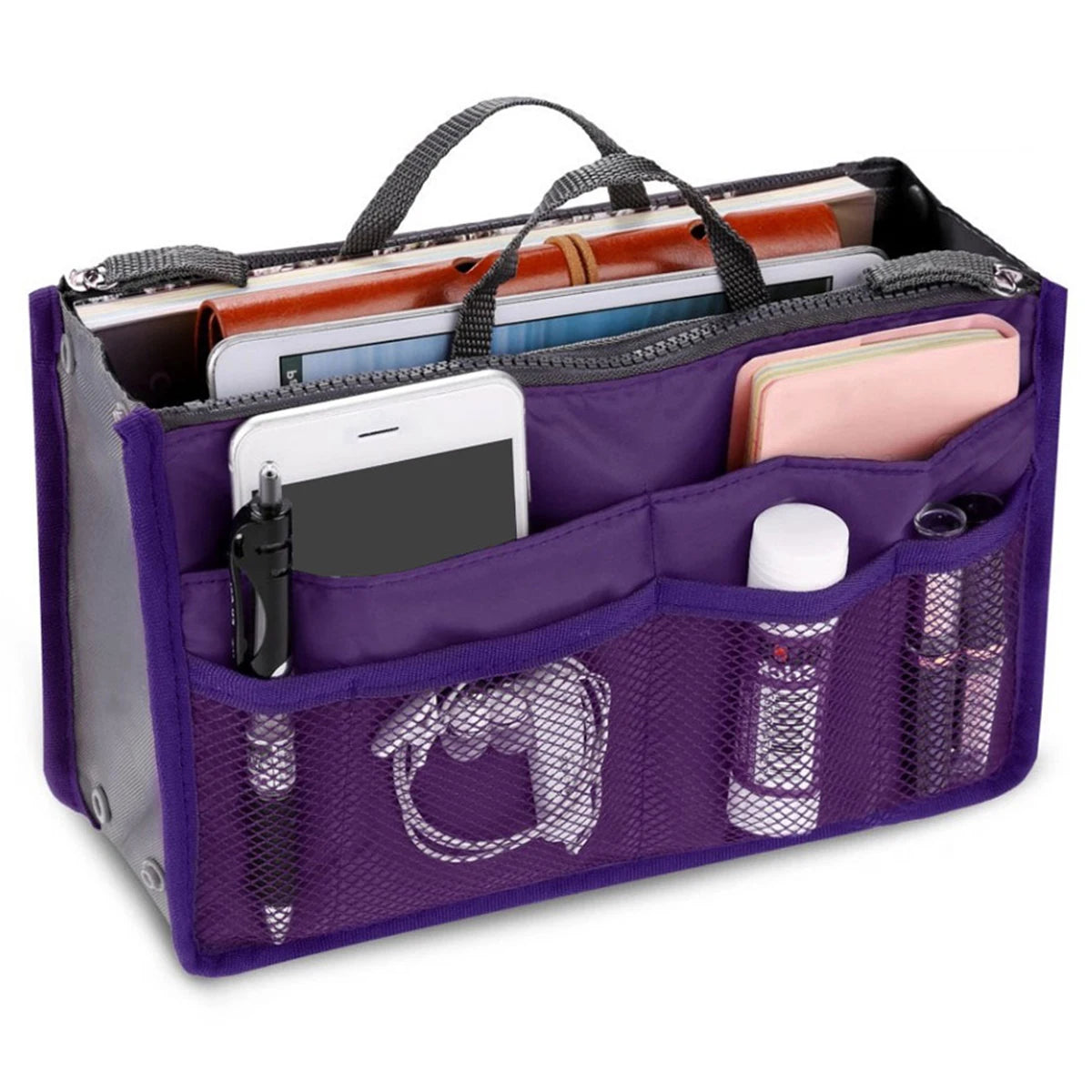Nylon Handbag Organizer with Multiple Pockets