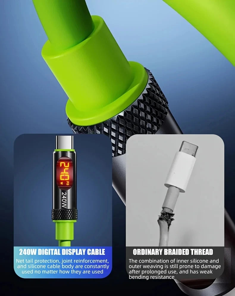 240W USB-C Fast Charging Cable with Digital Display