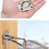 A hand holds a heavy-duty stainless steel ceiling mount hanging kit with a loop and mounting plate.