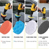 A set of 21 drill brush cleaning pads including buffing, polishing, wool, and scouring pads for home and auto detailing.