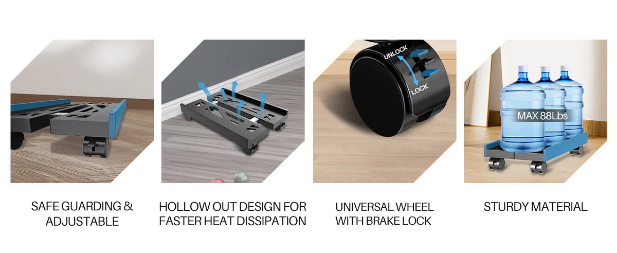 Adjustable Mobile CPU Tower Stand with Wheels