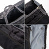 Close-up view of a black foldable oxford cloth makeup organizer bag showing the zipper and interior lining.
