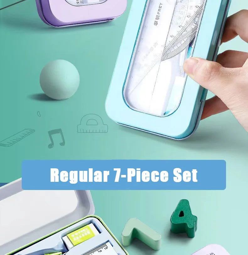 7-Piece Geometry Set with Compass and Ruler