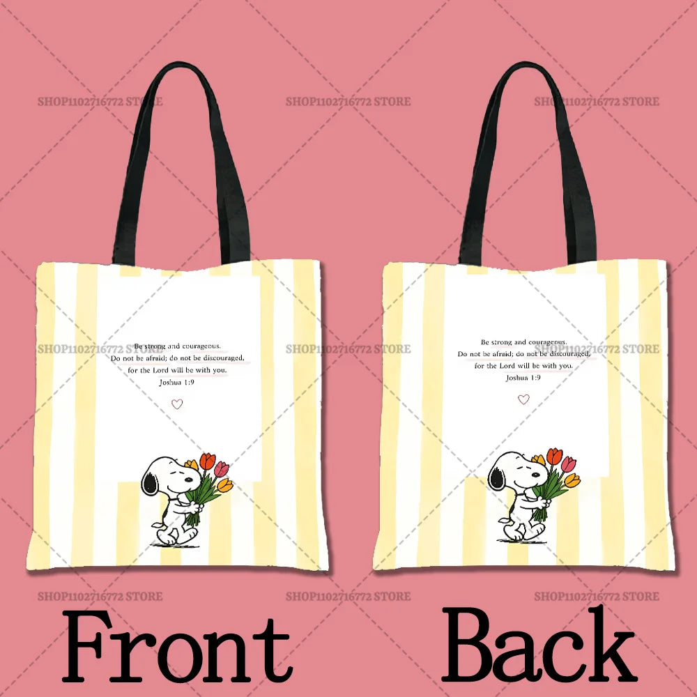 Snoopy Cartoon Canvas Tote Bag – Large Capacity, Foldable & Reusable
