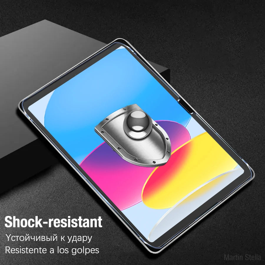Nahaufnahme eines kratzfesten gehärteten Displayschildes auf einem iPad-Display.
