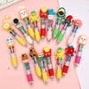 A collection of colorful kawaii ballpoint pens in various designs and colors for party favors or classroom prizes.