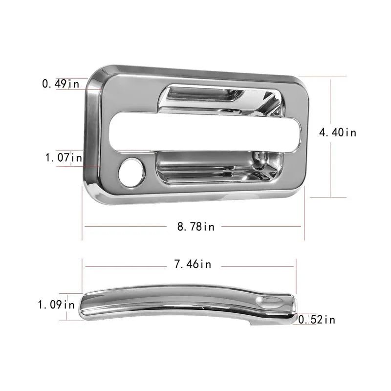 Chrome door handle covers for Hummer H2 vehicle.