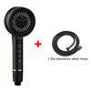 Black high-pressure handheld shower head with a hose and silicone nozzles