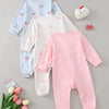 Newborn Baby Girls Footed Sleepers 3-Pack - Soft Long Sleeve Rompers with Adorable Patterns