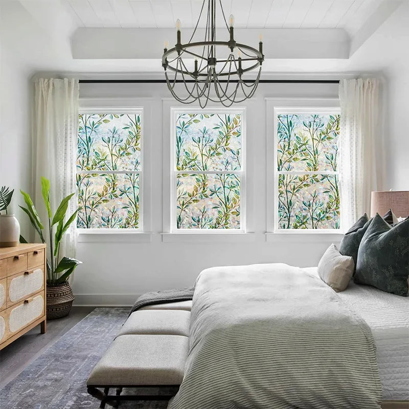 Green Vine Window Privacy Film – Static Cling Decorative Glass Cover