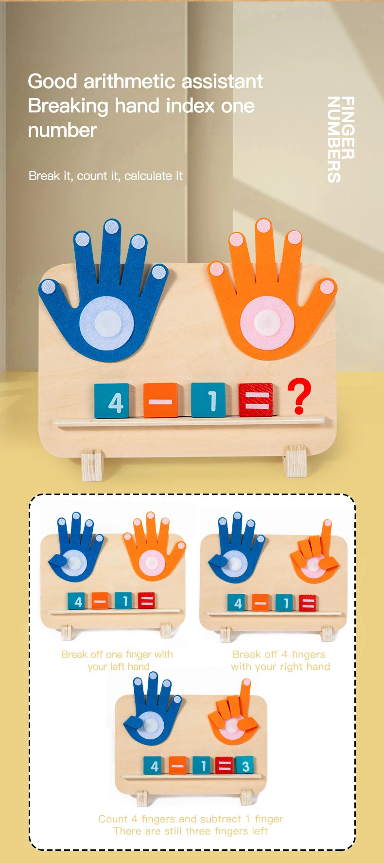 Wooden Finger Counting Math Toy for Kids