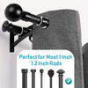 Black heavy duty double curtain rod brackets for wall mounting, suitable for 1 to 1.2 inch rods.