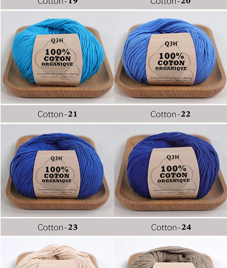 100% Organic Cotton Yarn for Knitting and Crocheting (2-Pack)