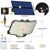 Diagram showing the components of a solar motion sensor flood light system including the solar panel, socket, lighting panel,