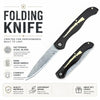 Damascus Steel Folding Pocket Knife with Ebony Handle