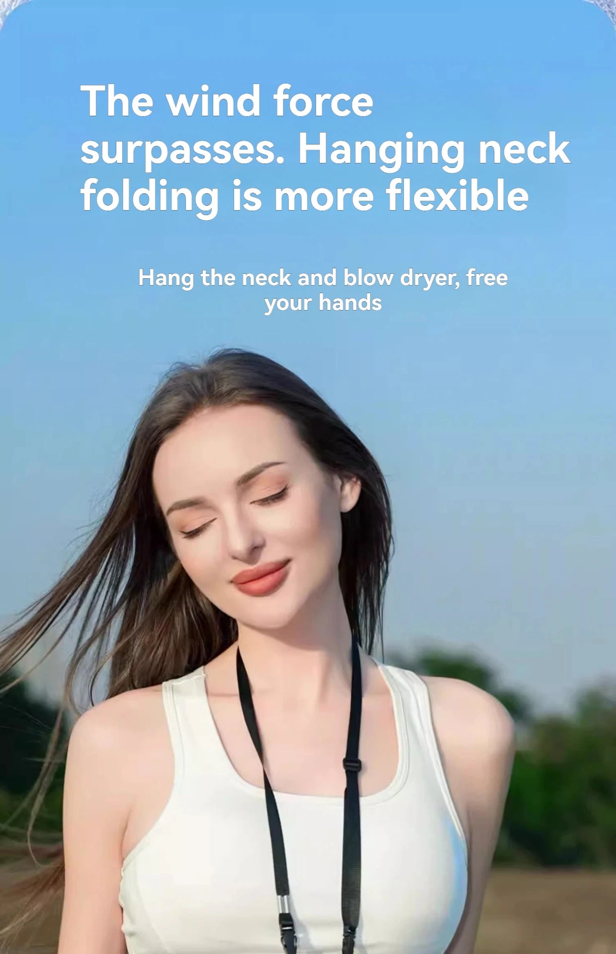Portable Foldable Neck Fan with Stepless Speed Control
