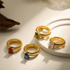 Chunky Gold-Plated Crystal Ring with Geometric Stripes