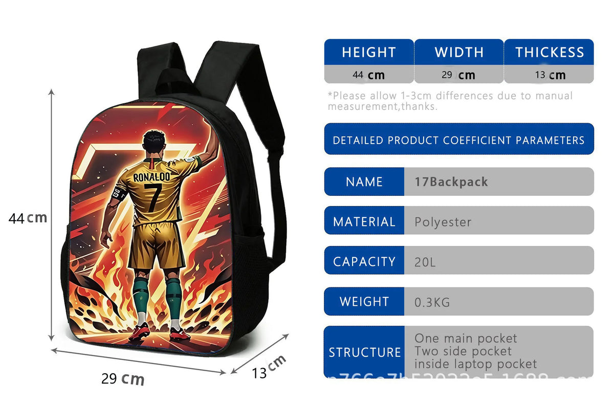 Soccer Star Backpack Set for Kids with Lunch Bag & Pencil Case