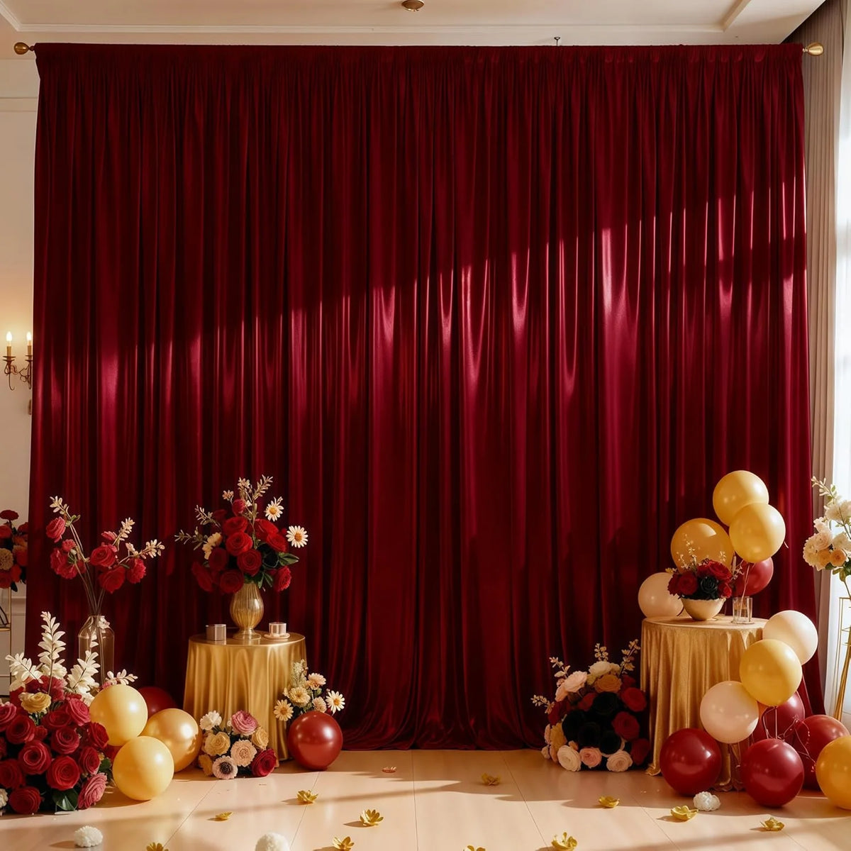 Shimmering Satin Backdrop Curtain Panels