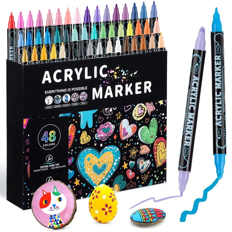 Dual-Tip Acrylic Paint Markers for Art & Crafts