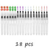 A set of 18 fine tip watercolor brush pens in various colors and tips.