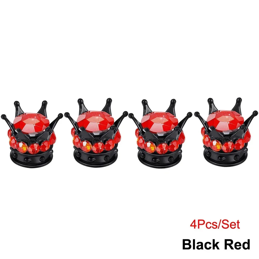 Crystal Crown Tire Valve Caps - Set of 4