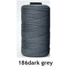 A spool of 1.5mm dark grey polyester thread for knitting and DIY crafts.
