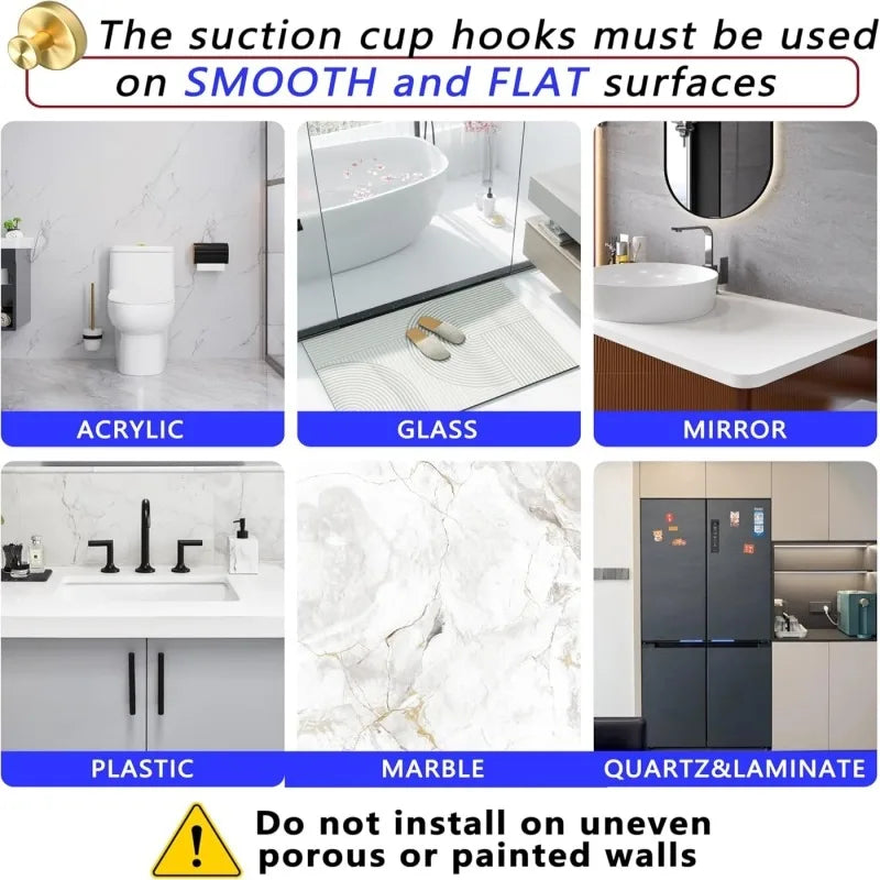 Stainless Steel Suction Cup Hooks for Bathroom & Kitchen