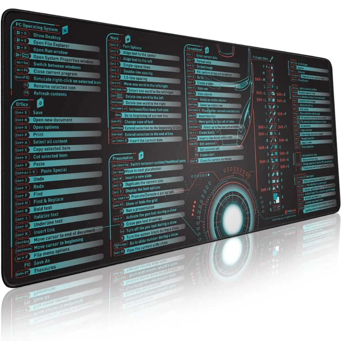 Excel Shortcut Large Mouse Pad with Stitched Edges