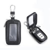 Compact Leather Key Case with Built-in Mirror
