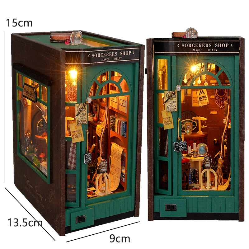 DIY Wooden Book Nook Kit with LED Lighting