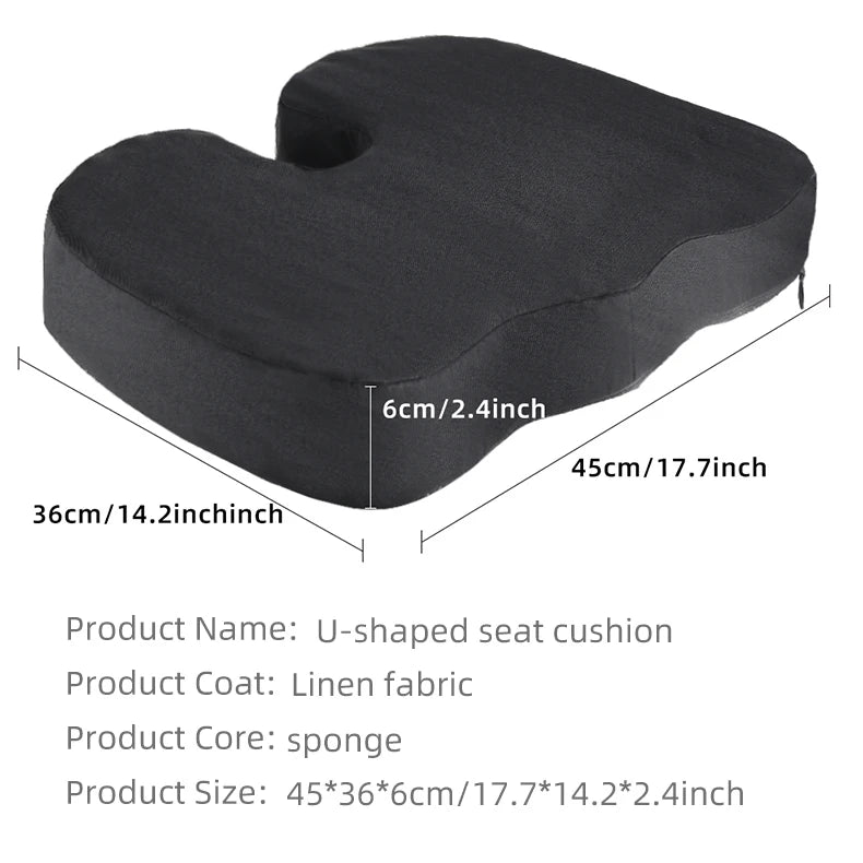 Ergonomic U-Shaped Memory Foam Seat Cushion for Coccyx Pain Relief