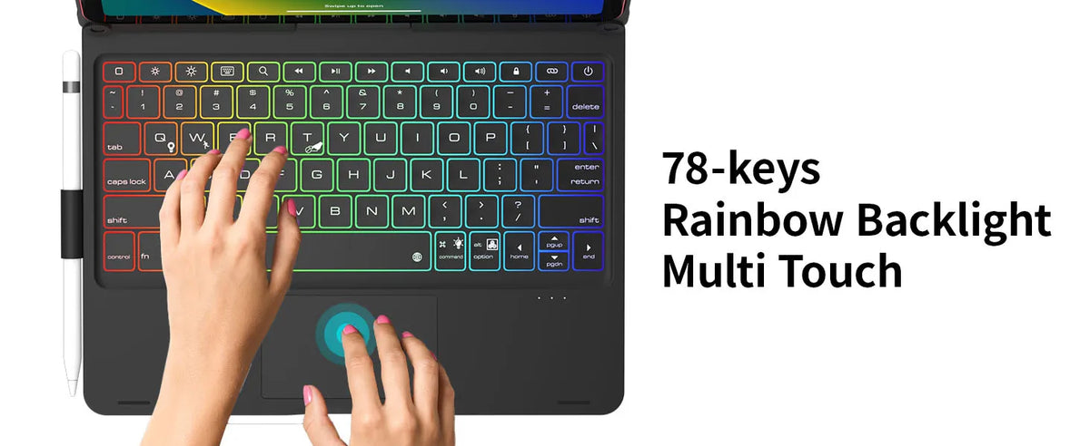 Backlit Keyboard Case with Trackpad & 360° Swivel for iPad