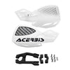 White universal motorcycle hand guards with mounting hardware and nylon shields