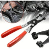 A pair of red and black professional hose clamp pliers used for fuel line disconnection.