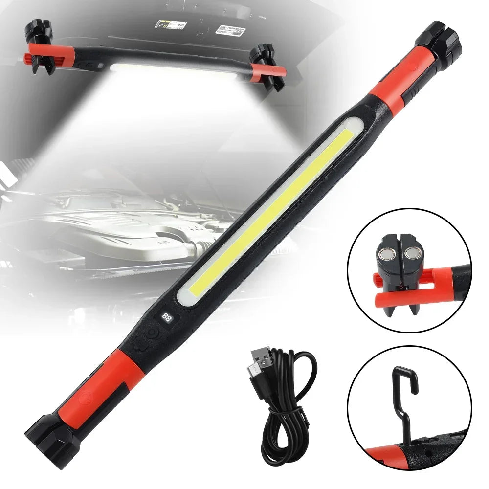 Rechargeable LED Work Light with Magnetic Base and Hooks