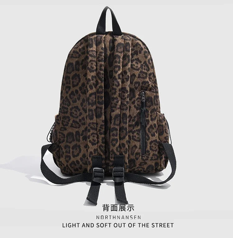 Leopard Print Casual Backpack for School & Daily Use