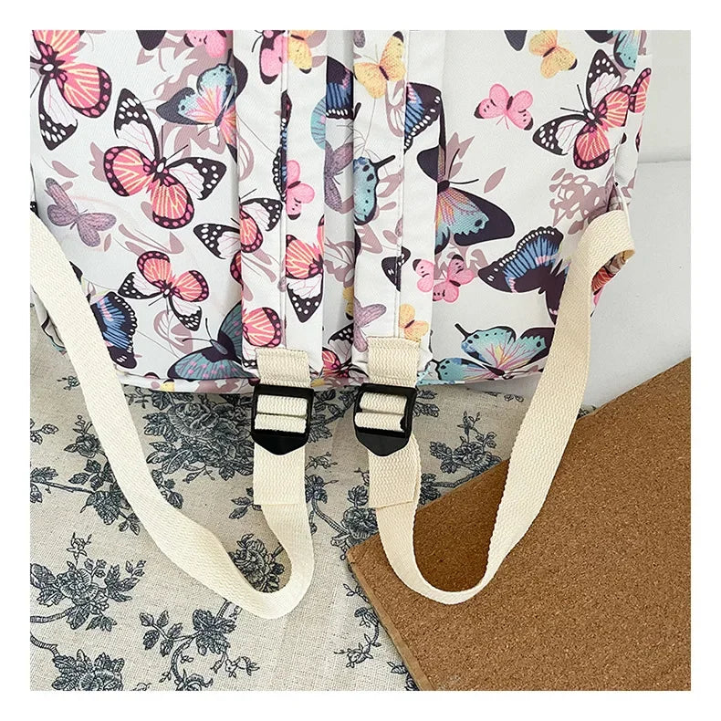 Butterfly Print Canvas Backpack for Women