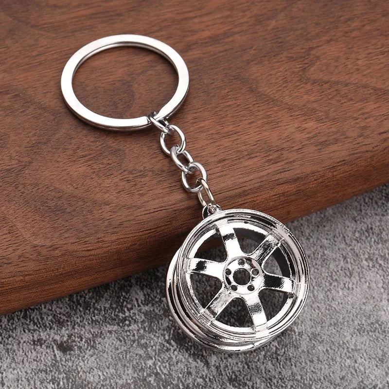 Gearbox Keychain with Turbo Hub and Brake Disc Pendant