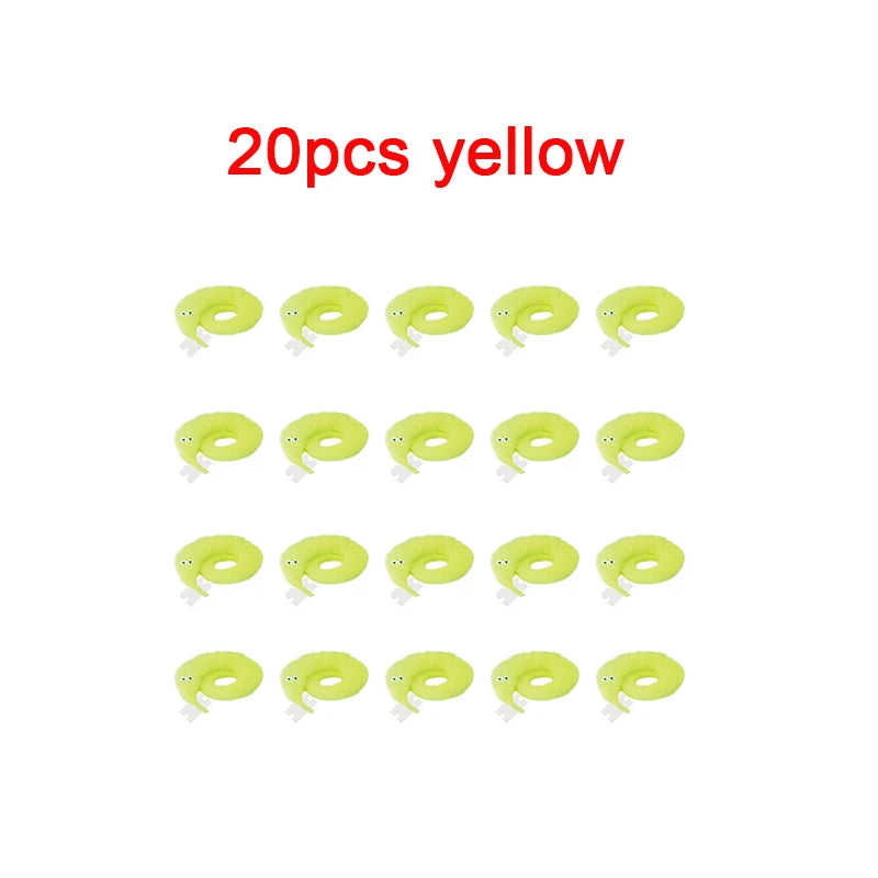 20 pieces of yellow fuzzy wiggly worm magic trick with an invisible string