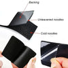Black hook-and-loop tape showing backing, unleavened and cold needles, and a hand demonstrating the product.