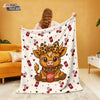 Cartoon Highland Cow Print Flannel Blanket
