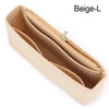 Beige-L soft felt handbag organizer insert with multi-pockets shown in a light beige color.