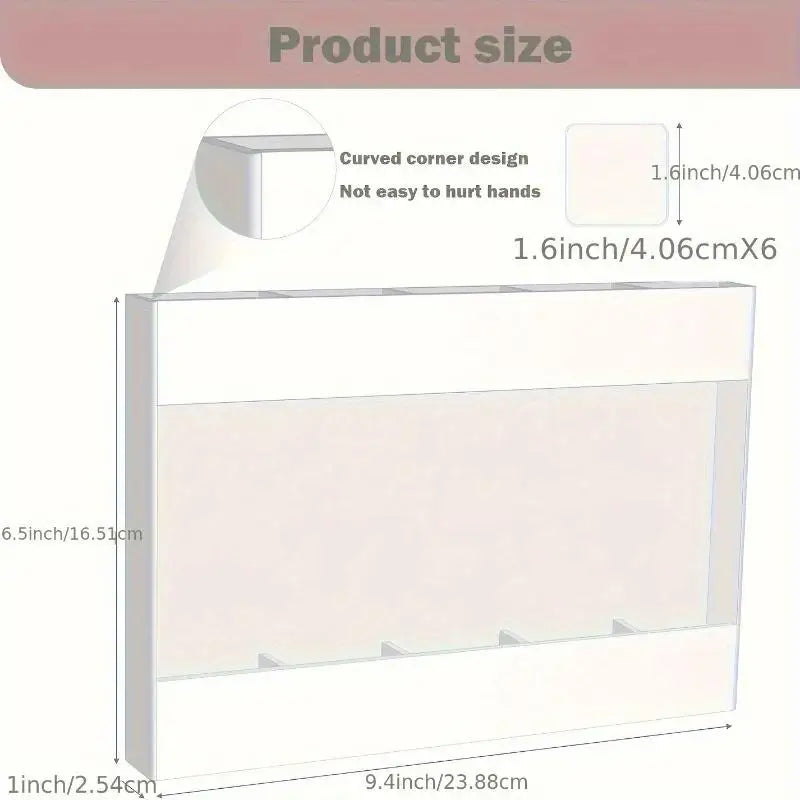 A rectangular acrylic straw dispenser with a curved corner design shown from the side.